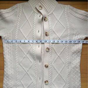 L.L. Bean Women's Ivory Cable Knit Cardigan Wool Blend - Size small